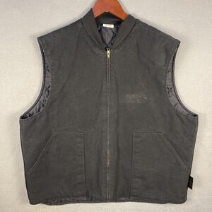 Vintage Union Line Vest Mens Large Blue Canvas Pockets Quilted Lining USA Made